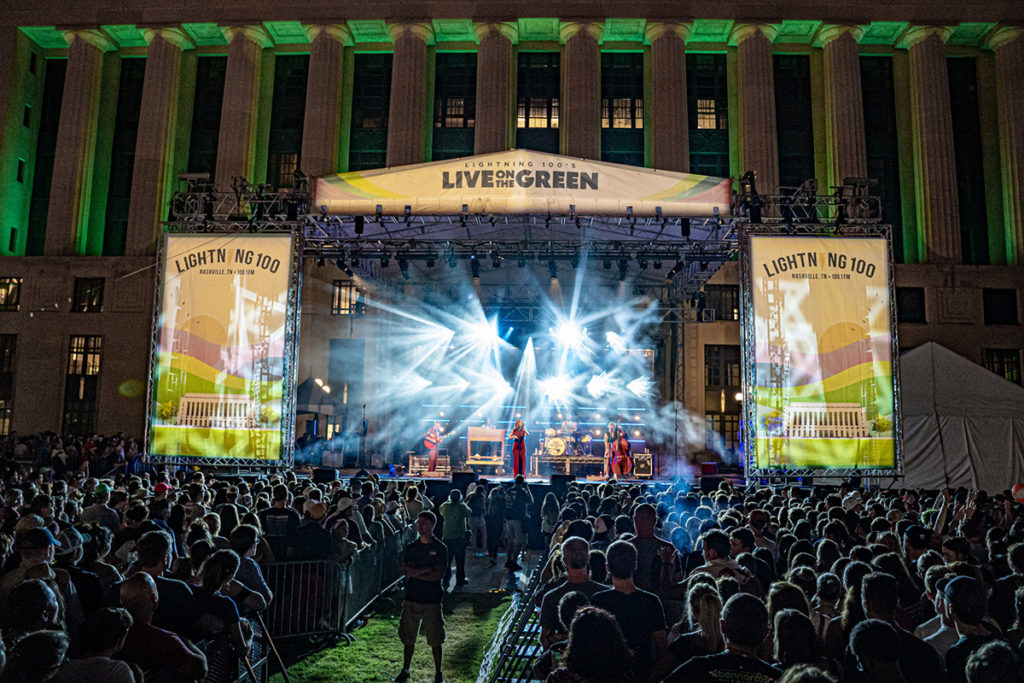 Lake Street Dive wide shot of the stage in lights